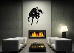 Samolepka na ze   arabian horse black white, 120 x 100 cm