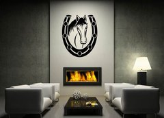 Samolepka na ze 120 x 100 cm vzor n77207793 - Horse and Horseshoe, black stencil