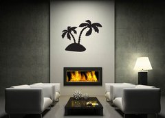 Samolepka na ze   Black silhouette of palm trees on the island, 120 x 100 cm