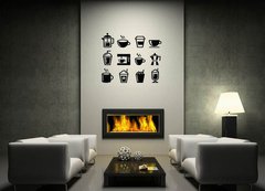 ablona na ze 120 x 100 cm vzor s80389342 - Coffee drinks, coffee makers icons set