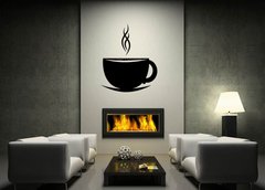 ablona na ze 120 x 100 cm vzor s84104976 - Warm coffee cup silhouette on white background. 