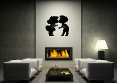 Samolepka na ze 120 x 100 cm vzor n85375060 - Silhouette of two kissing children on white background