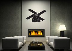 ablona na ze 170 x 100 cm vzor s132986758 - Simple flat windmill icon, grayscale on white background, dark