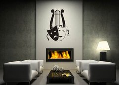 Samolepka na ze   Lyre and masks  symbols of music. arts and theater, 170 x 100 cm