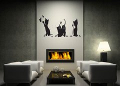 Samolepka na ze 170 x 100 cm vzor n62281796 - Silhouettes of cats with butterflies