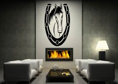 ablona na ze 170 x 100 cm vzor s77207793 - Horse and Horseshoe, black stencil