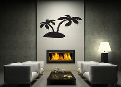 ablona na ze 170 x 100 cm vzor s78524784 - Black silhouette of palm trees on the island