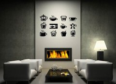 Samolepka na ze   Coffee drinks, coffee makers icons set, 170 x 100 cm