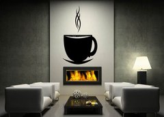 Samolepka na ze 170 x 100 cm vzor n84104976 - Warm coffee cup silhouette on white background. 