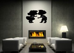 ablona na ze 170 x 100 cm vzor s85375060 - Silhouette of two kissing children on white background