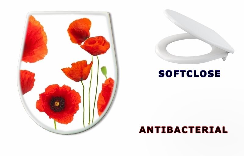 WC sedátko 16302872 - red poppies over white background - floral design element - červené mák na bílém pozadí