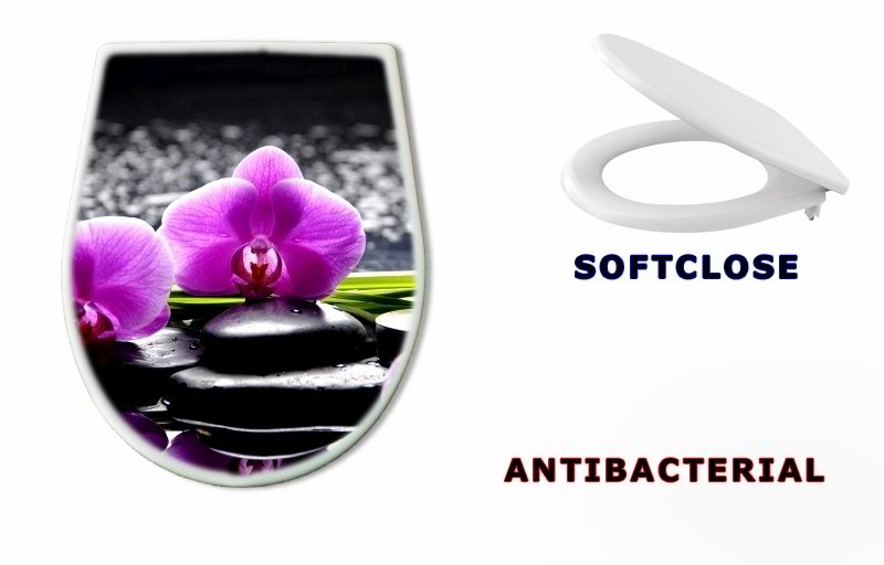 WC sedátko 32250117 - Spa still life with set of pink orchid and stones reflection - Lázeňské zátiší se sadou růžové orchideje a odrazem kamene