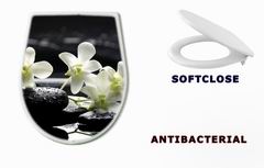 WC sedátko 31674577 - Zen stones and white orchids with reflection