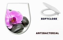 WC sedtko 32153817 - Pink orchid and zen Stones on a white background