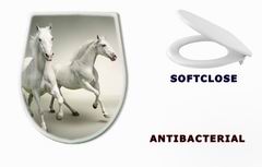 WC sedátko 43823423 - White horses - grafika na poklopu - Bílé koně